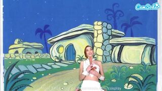 Cuki fiatal wilma flintstone cosplayben masturbál és lecummantja a óriási fazsat