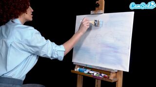 Ryan Keely bob ross cosplayban festés óráján megvadul a óriási tőgyes milf